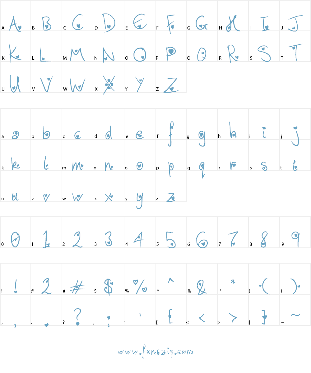 Heart Attack Font Character